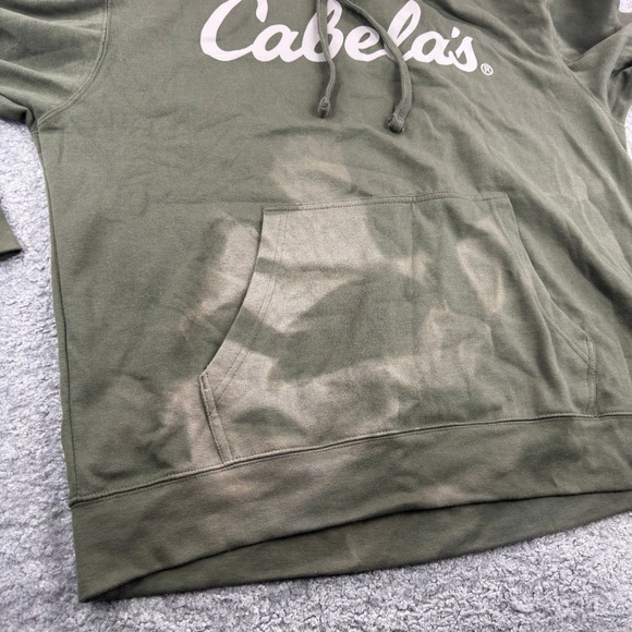 Cabelas Mens Green Hoodie Pullover Hooded Sweatshirt Size XL Bleach Stains - Picture 5 of 8